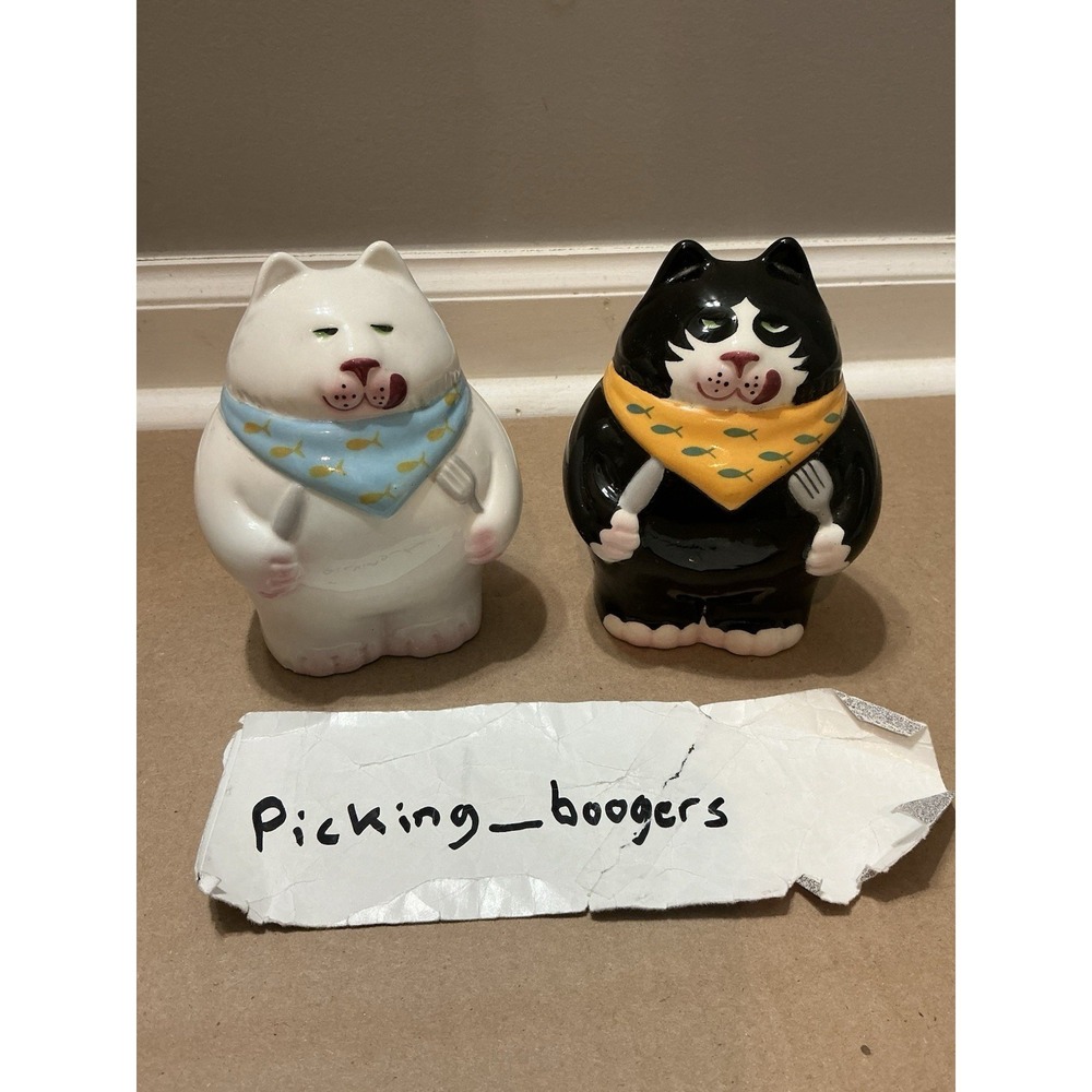 Vintage Fat Cat Salt and Pepper‎ Shakers: Clay Art San Francisco, 1992